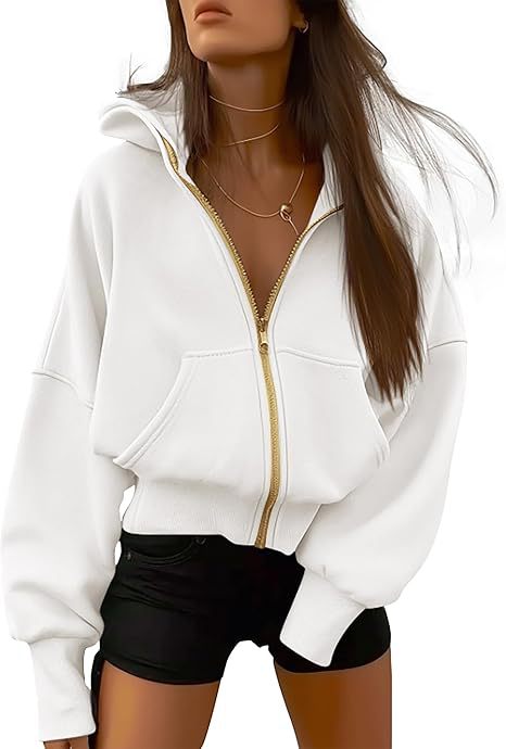 2026 Autumn Winter New Women's Fashion Zipper Hooded Long Sleeve Short Sportswear Casual Plush Hoodie